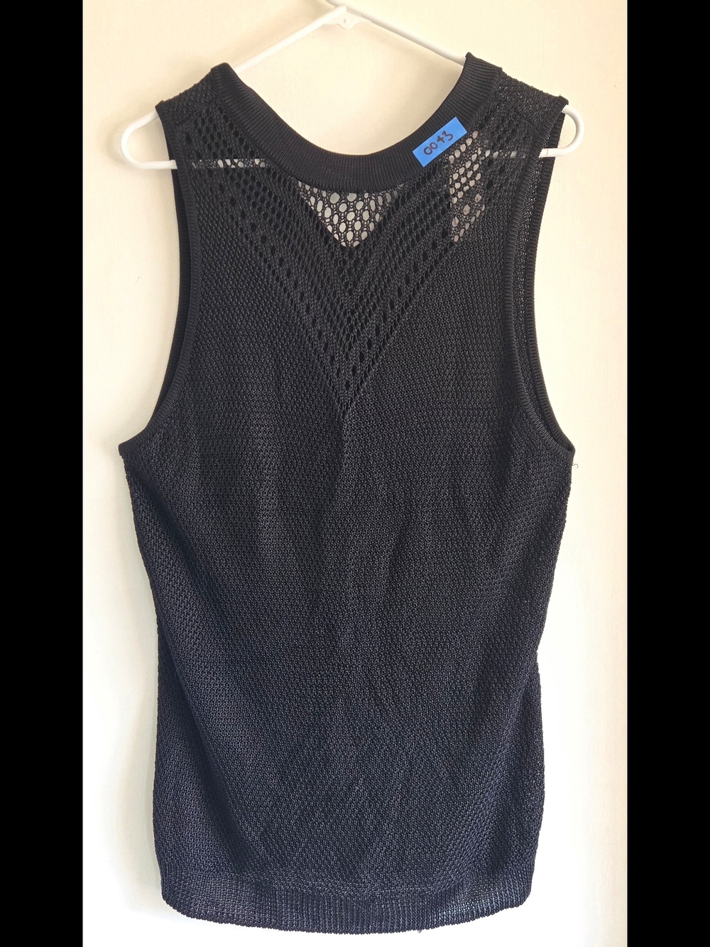 White House Black Market Black Knit Mesh-Detail Tank